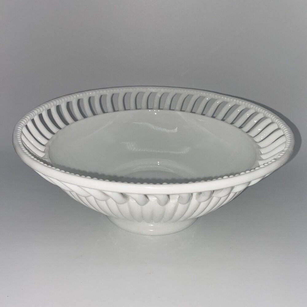 Large Milk Glass Centerpiece Serving/Vegetable Bowl - Decor Piece 10”x4”